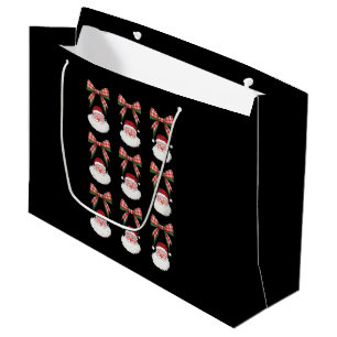 Christmas Coquette Bow Santa Vintage Xmas Retro Large Gift Bag