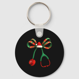 Christmas Coquette Bow Stethoscope Medical Nurse W Keychain