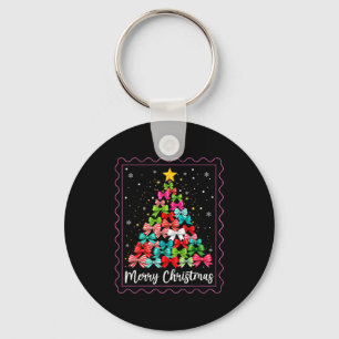 Christmas Coquette Bow Tree Xmas Holiday Girly Out Keychain
