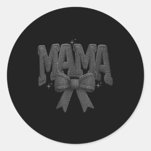 Christmas Coquette Bow Yarn,retro Christmas Mama,m Classic Round Sticker
