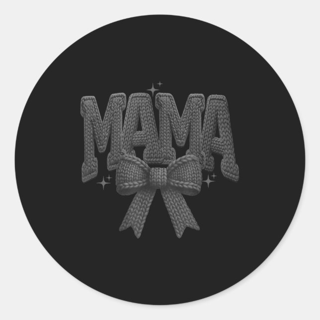 Christmas Coquette Bow Yarn,retro Christmas Mama,m Classic Round Sticker (Front)