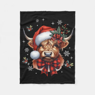 Christmas Coquette Cow Cute Moo Cow Xmas Holiday  Fleece Blanket