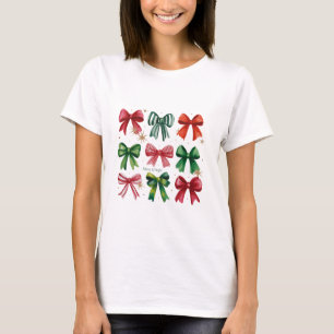 Christmas Coquettes Red Green Bow Xmas Season Girl T-Shirt