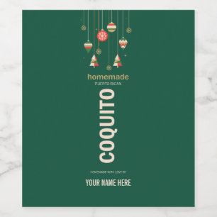 Christmas Coquito Festive Puerto RicanDrink Wine Label