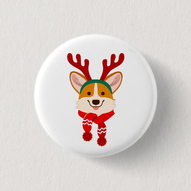 Christmas Corgi 1 Inch Round Button (Front)