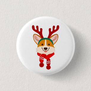 Christmas Corgi 1 Inch Round Button