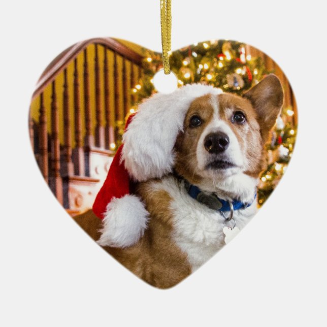 Christmas Corgi Ceramic Ornament (Front)