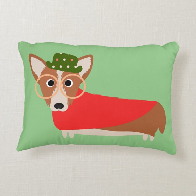 Christmas Corgi Decorative Pillow (Back)