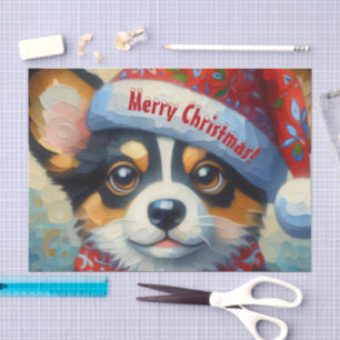 Christmas Corgi Dog Puppy Decoupage Tissue Paper