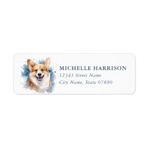 Christmas Corgi Dog Return Address Labels