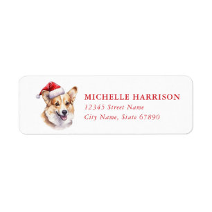 Christmas Corgi Dog Return Address Labels