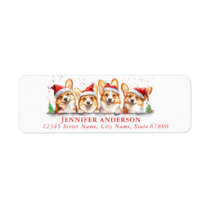 Christmas Corgi Dog Return Address Labels