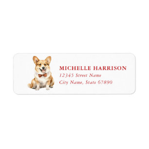 Christmas Corgi Dog Return Address Labels