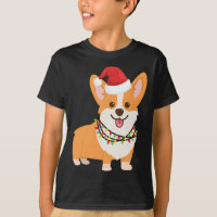 Christmas Corgi Dog with Santa Hat and Christmas L