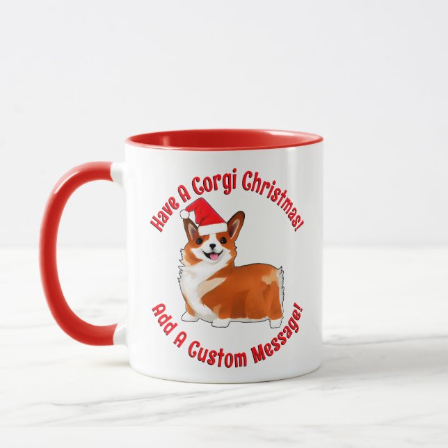 Christmas Corgi Dog With Santa Hat Mug (Left)