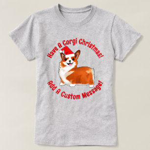 Christmas Corgi Dog With Santa Hat T-Shirt
