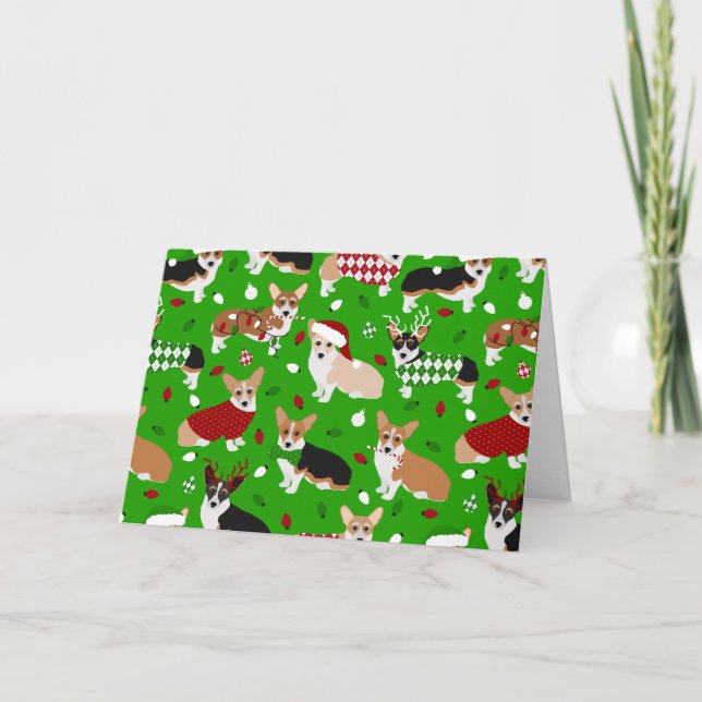 Christmas Corgi Dogs Card (Front)
