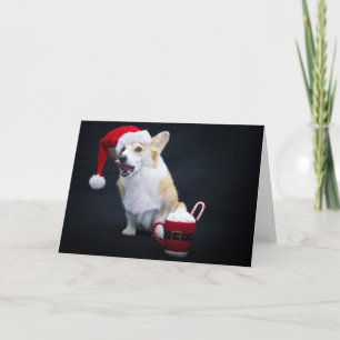 Christmas Corgi Licking Its Lips  Card