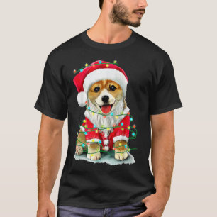 Christmas Corgi Lights Santa Gift For Men Women Bo T-Shirt