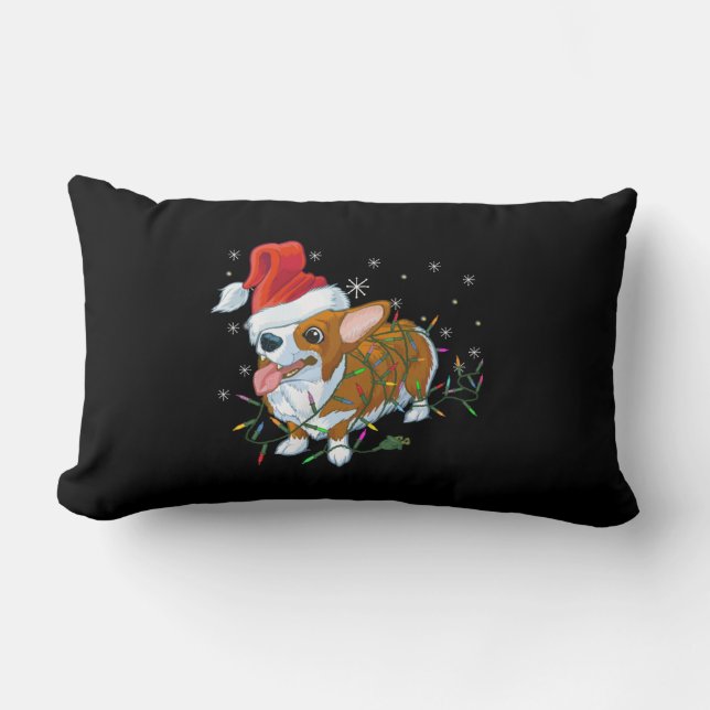 Christmas Corgi Lumbar Pillow (Front)