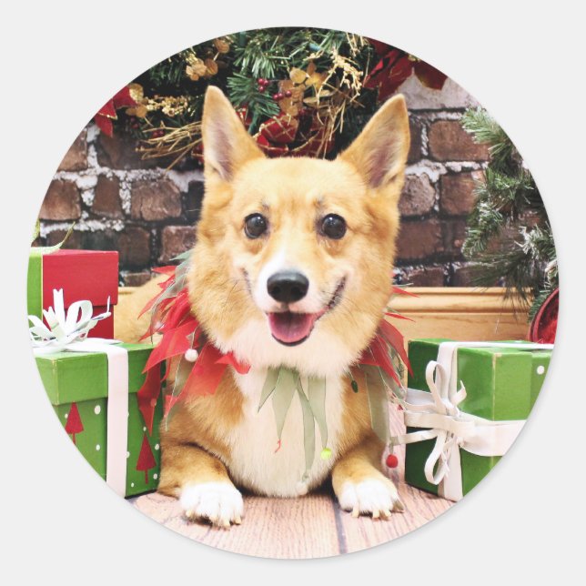 Christmas - Corgi - Pancake Classic Round Sticker (Front)