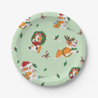Christmas Corgi Paper Plates