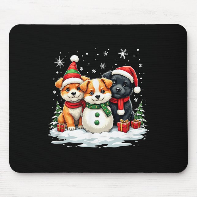 Christmas Corgi Puppies Snowman Dog Trio Santa Cla Mouse Pad (Front)