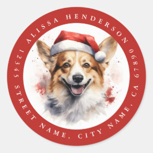 Christmas Corgi Round Stickers