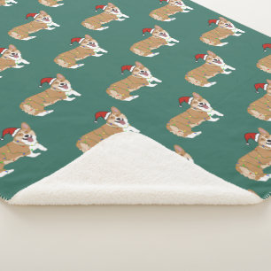 Christmas Corgi  Sherpa Blanket