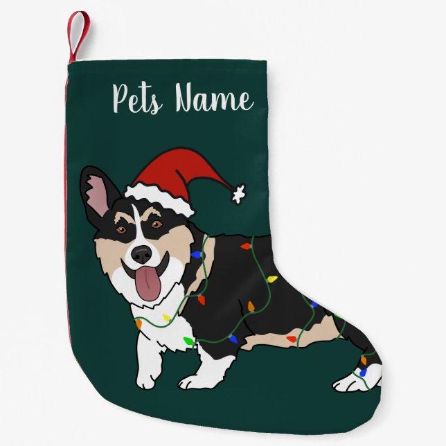 Christmas Corgi Small Christmas Stocking (Front)
