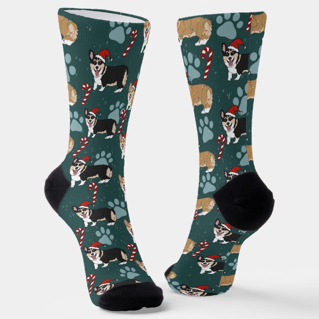 Christmas Corgi Socks (Angled)