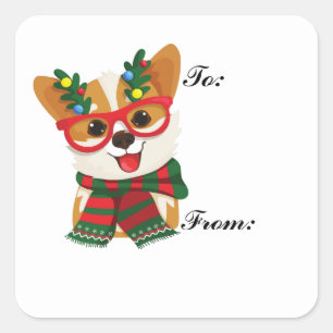 Christmas Corgi To & From Gift Labels