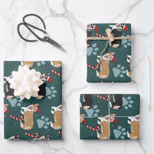 Christmas Corgi Wrapping Paper Sheet