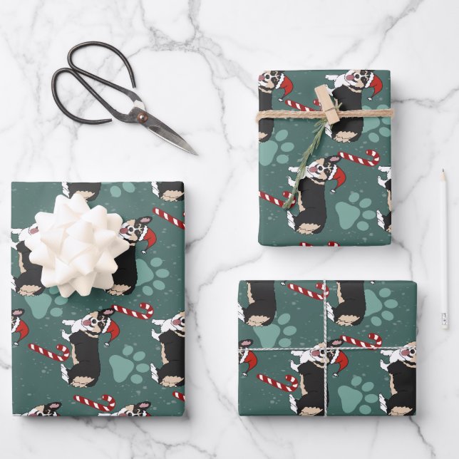 Christmas Corgi Wrapping Paper Sheet (Front)