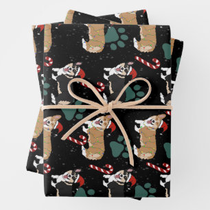 Christmas Corgi Wrapping Paper Sheet