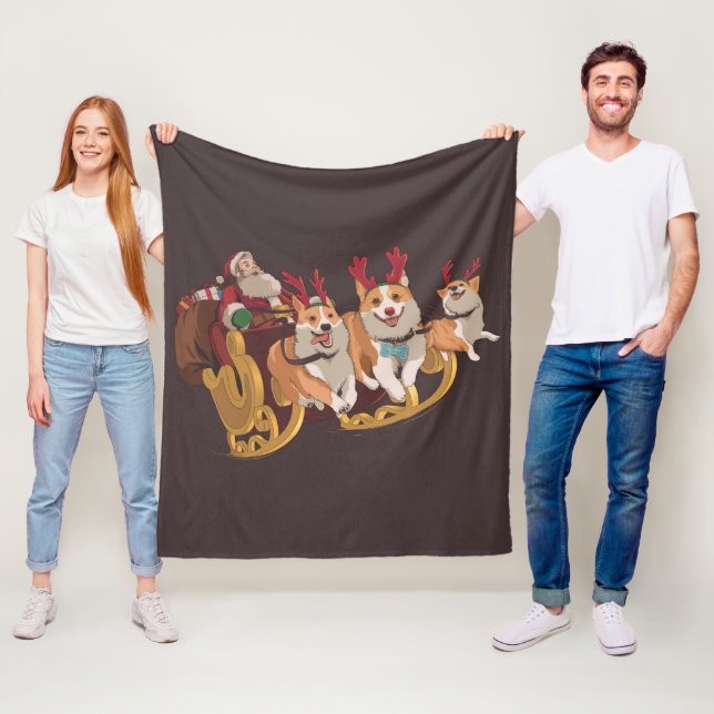 Christmas corgis fleece blanket (In Situ)