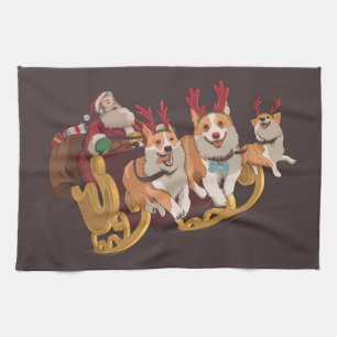 Christmas corgis kitchen towel