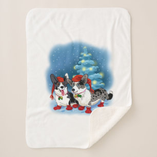 Christmas Corgis Sherpa Blanket
