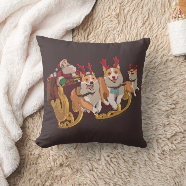 Christmas corgis throw pillow (Blanket)