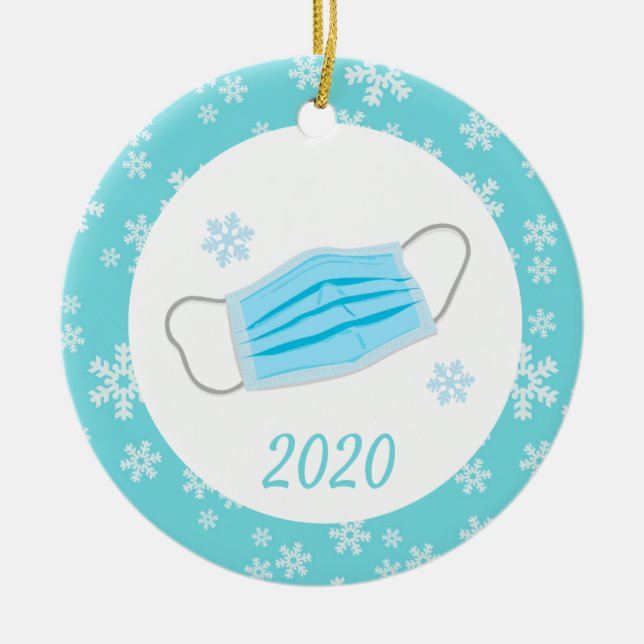 Christmas Coronavirus Mask Covid 2020 Ceramic Ornament (Front)