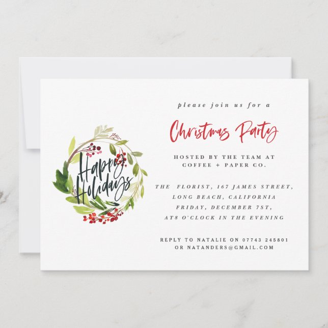 Christmas corporate party invitation winter leaf (Front)