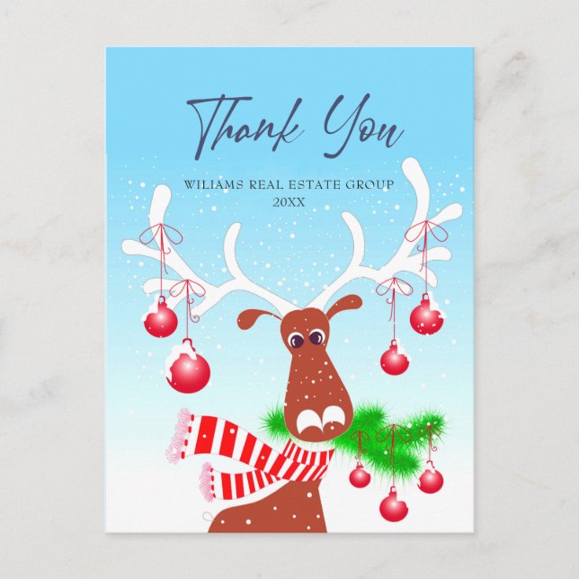 Christmas Corporate Thank You Holiday Postcard (Front)