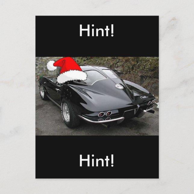 Christmas Corvette Black Split Window Holiday Postcard (Front)