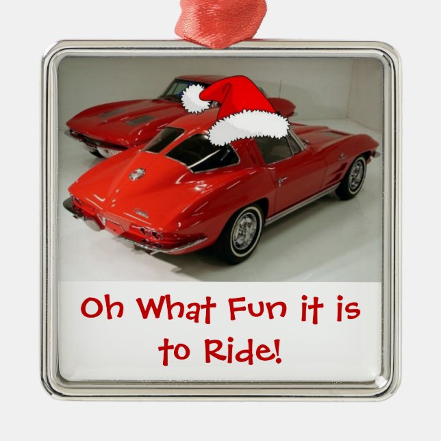Christmas Corvette Split Window Metal Ornament (Front)