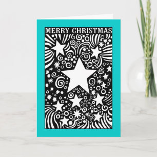 Christmas Cosmos - II - Turquoise Holiday Card
