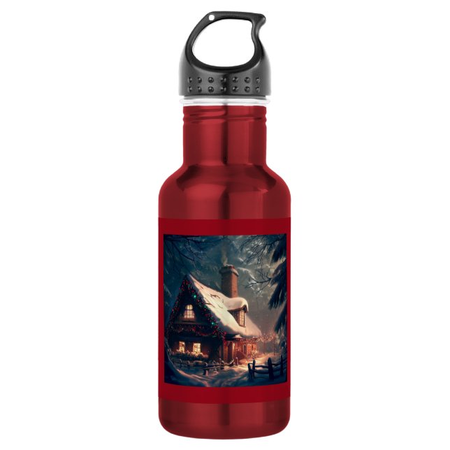 Christmas Cottage 2 532 Ml Water Bottle (Front)