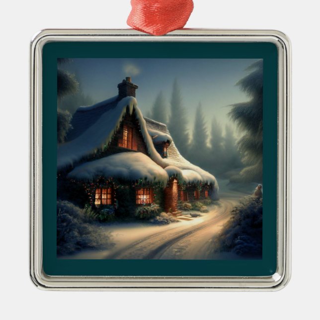 Christmas Cottage 4 Metal Ornament (Front)