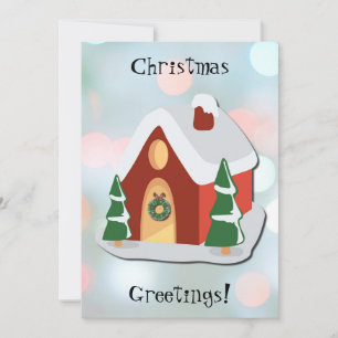 Christmas Cottage Art Holiday Flat Card