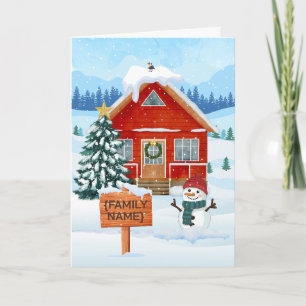 Christmas Cottage Greeting Card - Customizable