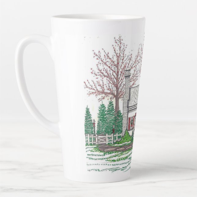 Christmas Cottage Large Latte Mug (Left)